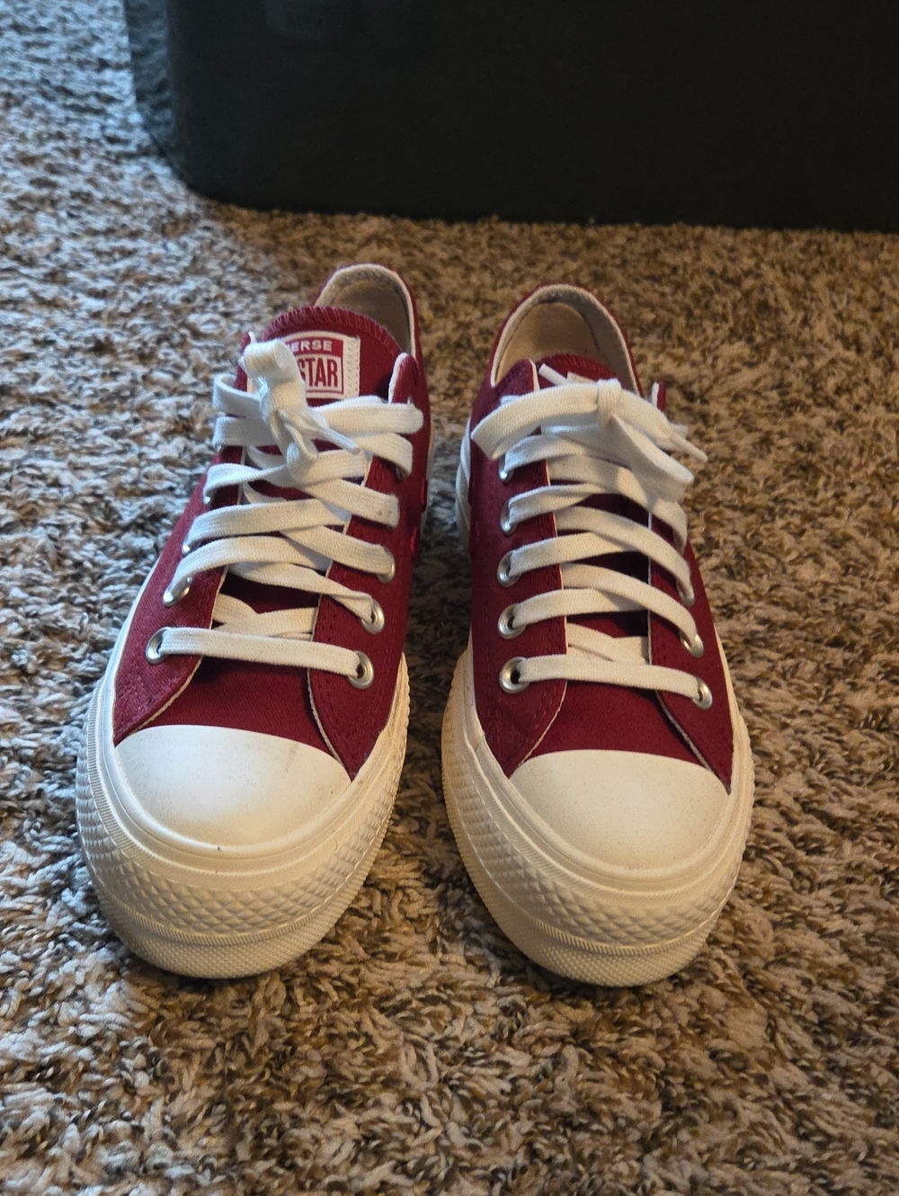 Converse Red Low Top Sneakers with White Soles